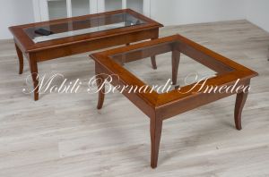 TT19 120 Tavolino Da Salotto In Noce Con Vetro 120x60 Cm 01
